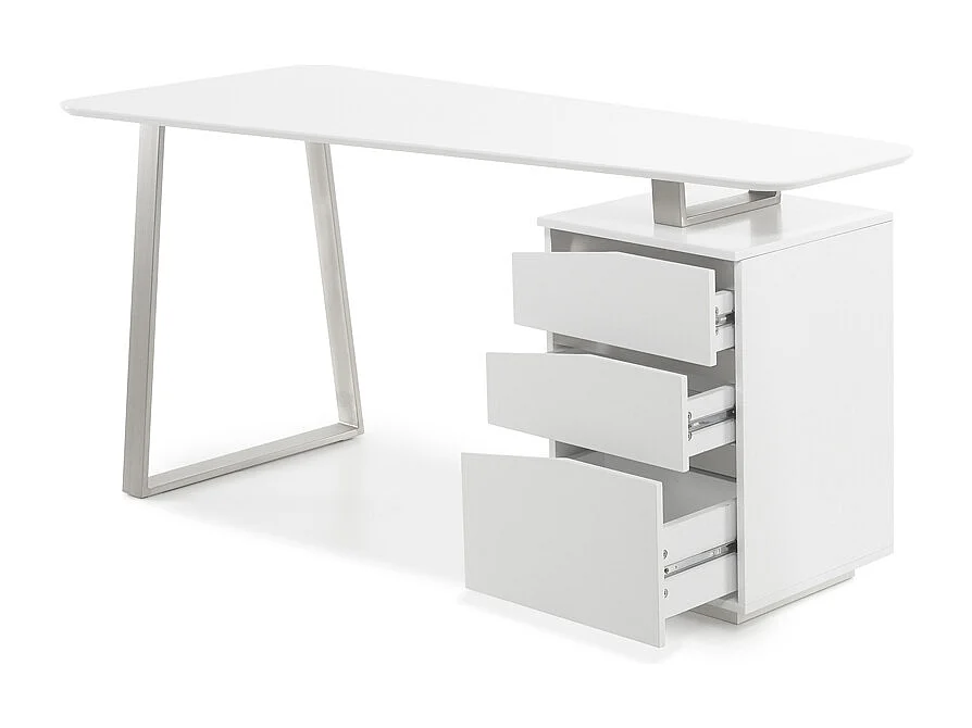 Bureau avec 3 tiroirs coloris laqué blanc mat - L150 x H76 x P67 cm