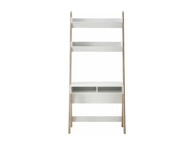 Bureau coloris blanc / chêne - Longueur 85 x hauteur 71-181 x profondeur 48 cm