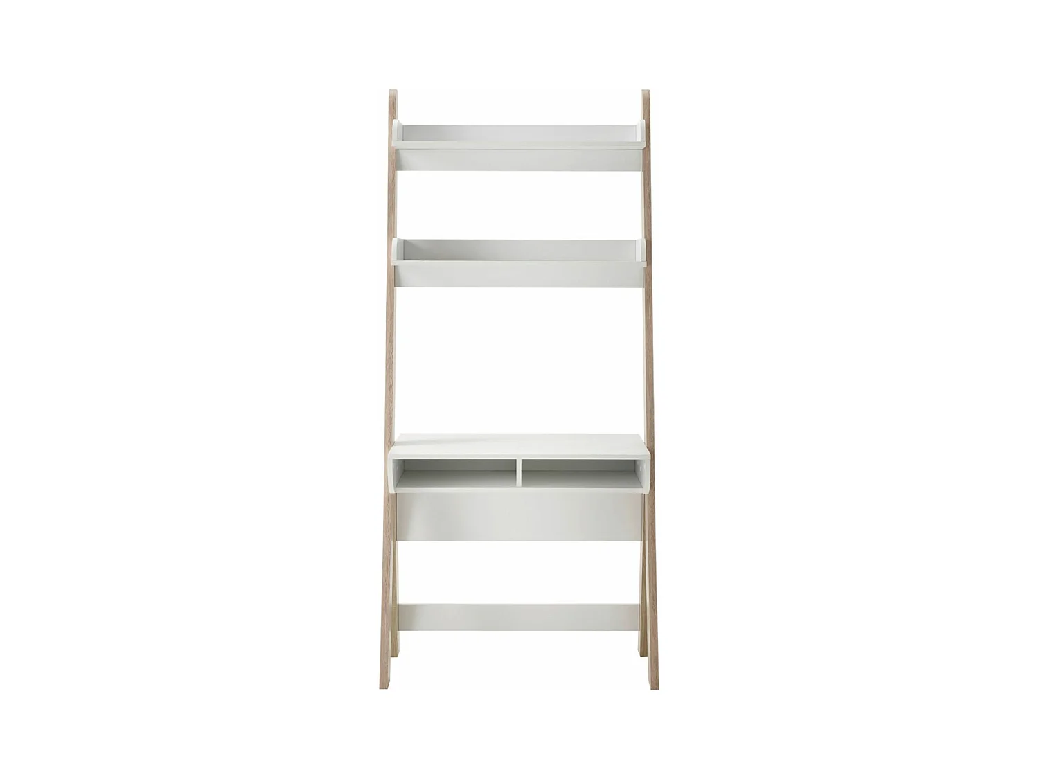Bureau coloris blanc / chêne - Longueur 85 x hauteur 71-181 x profondeur 48 cm