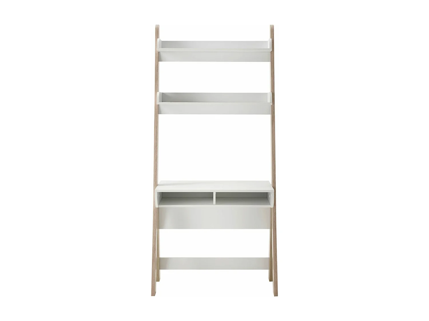 Bureau coloris blanc / chêne - Longueur 85 x hauteur 71-181 x profondeur 48 cm