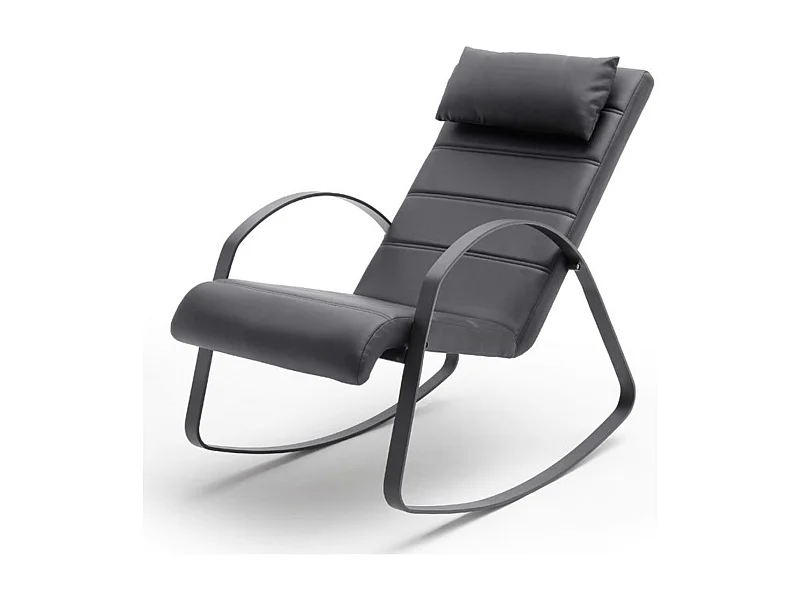 Fauteuil relax en métal et simili-cuir coloris noir - Longueur 67 x Hauteur 90 x Profondeur 115 cm