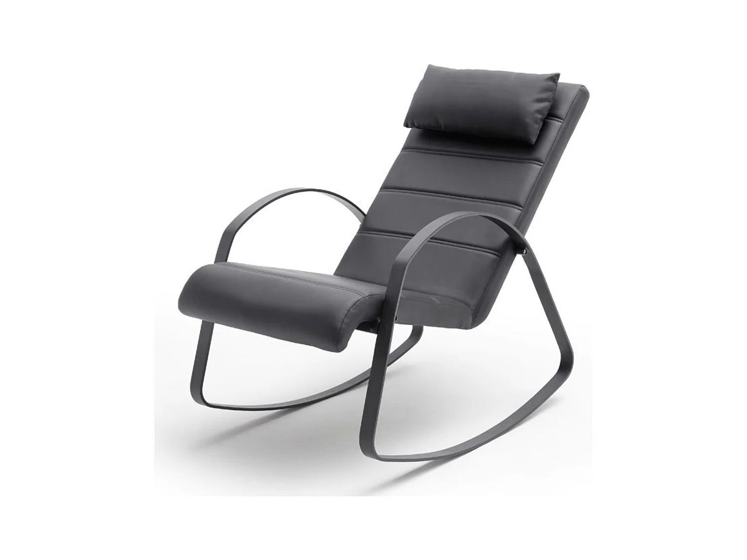 Fauteuil relax en métal et simili-cuir coloris noir - Longueur 67 x Hauteur 90 x Profondeur 115 cm