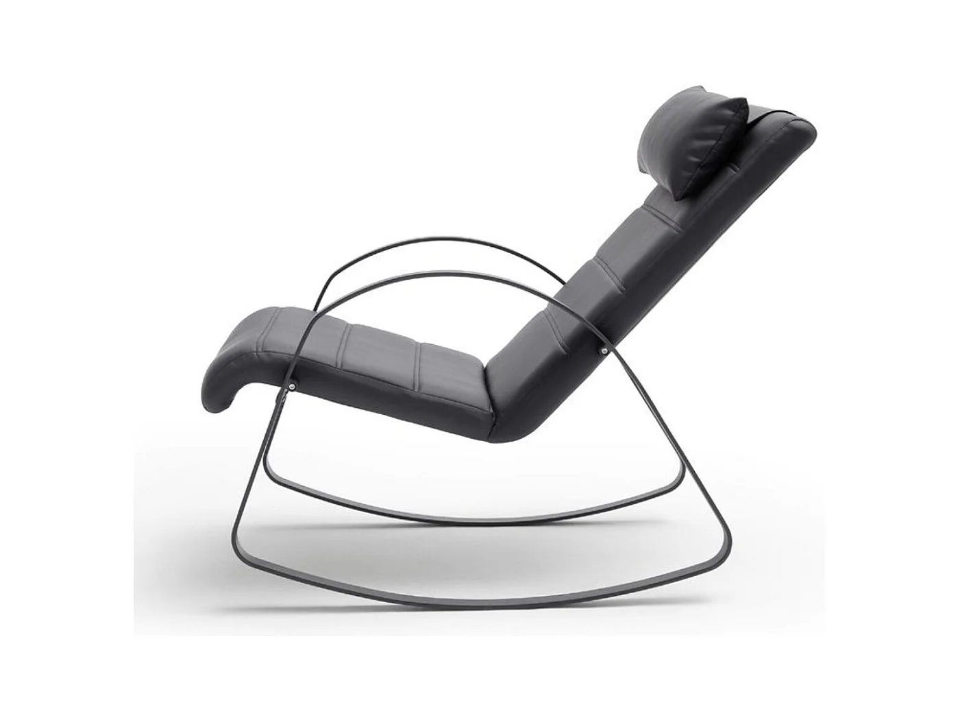 Fauteuil relax en métal et simili-cuir coloris noir - Longueur 67 x Hauteur 90 x Profondeur 115 cm