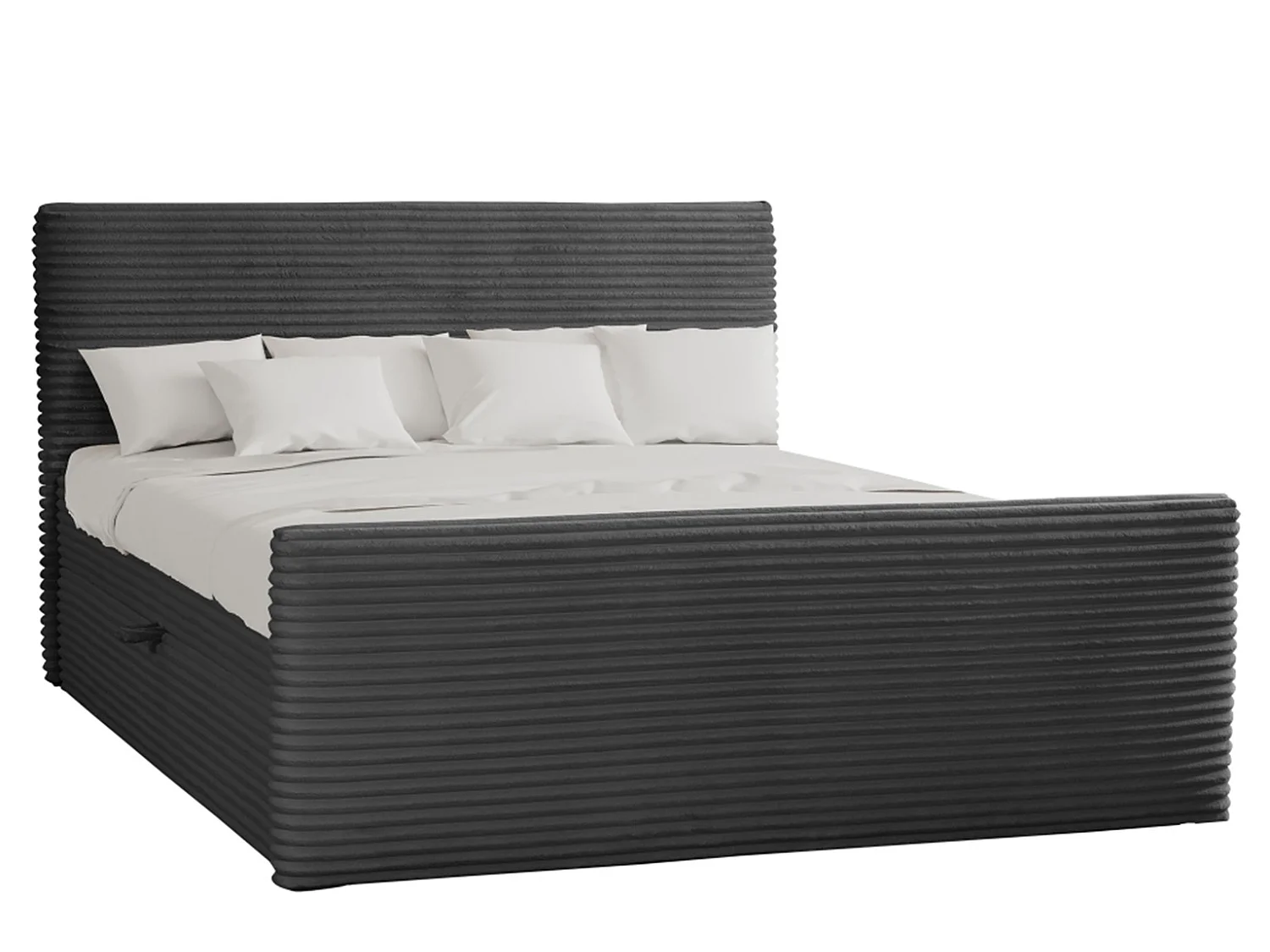 Letto box spring con rete e topper TRENTO tessuto peluche cordoncino 120x200 cm grafite H3-Bonell