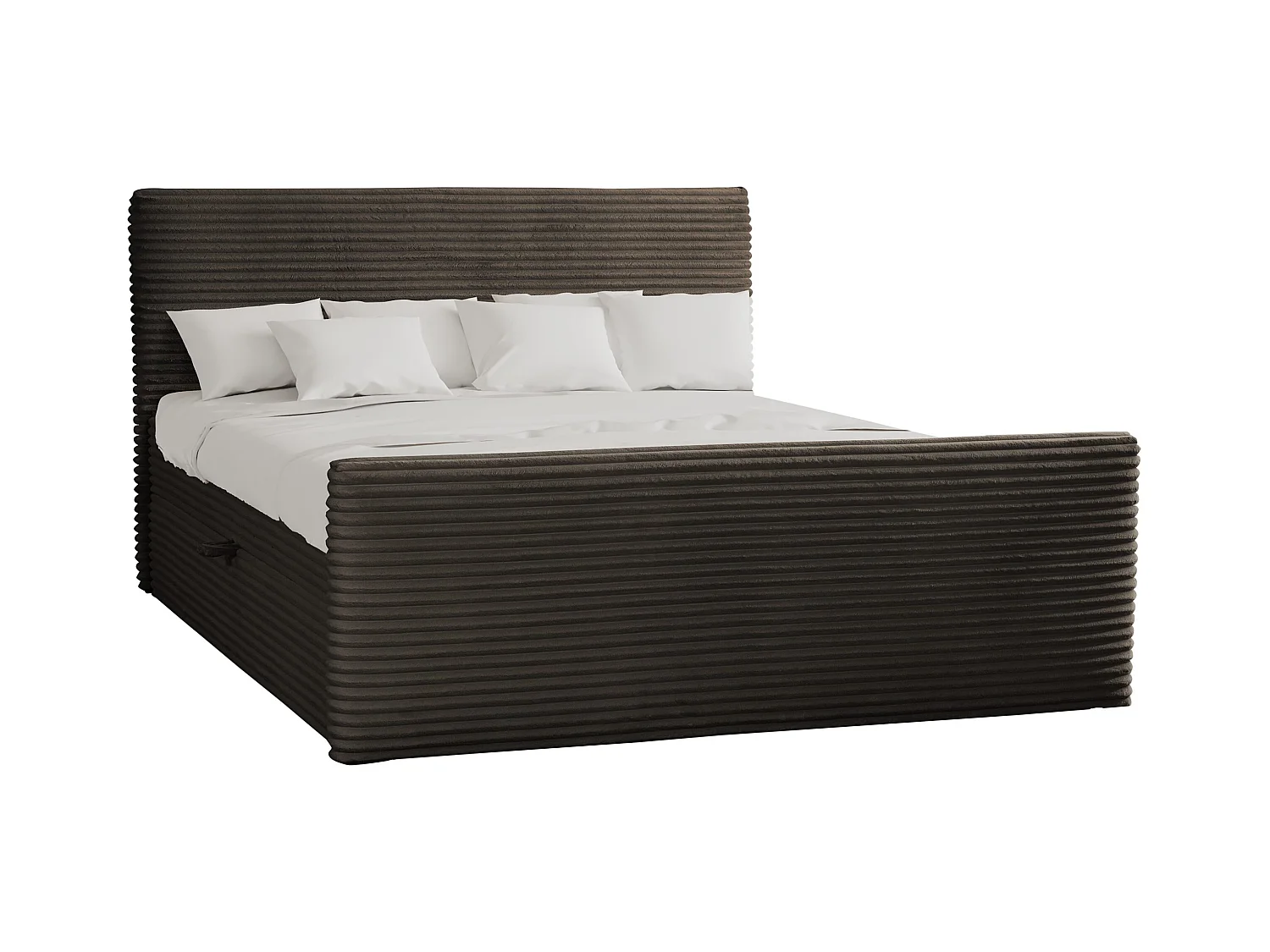 Lit à sommier tapissier avec sommier et surmatelas TRENTO en tissu peluche 140x200 cm marron H3-Bonell