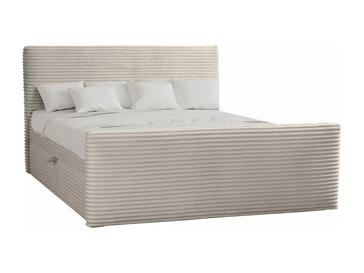 Lit boxspring avec sommier et surmatelas TRENTO tissu peluche cordon 140x200 cm Écru H3-Bonell
