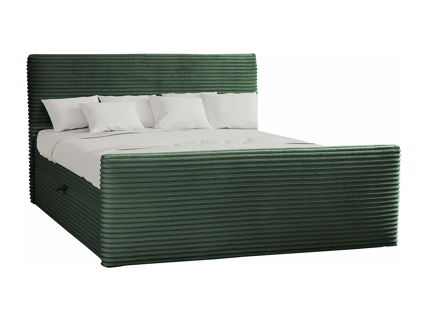 Lit à sommier tapissier avec sommier et surmatelas TRENTO en tissu peluche 120x200 cm vert H3-Bonell