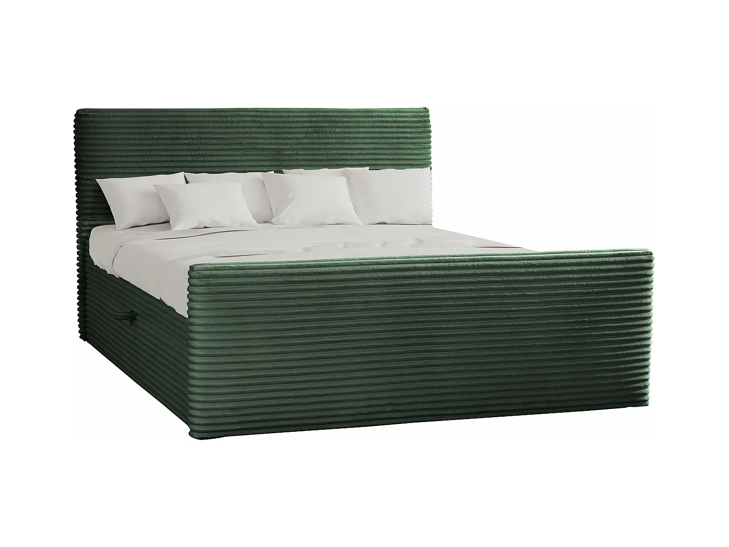 Letto box spring con contenitore e topper TRENTO tessuto peluche cordoncino 120x200 cm verde H3-Bonell
