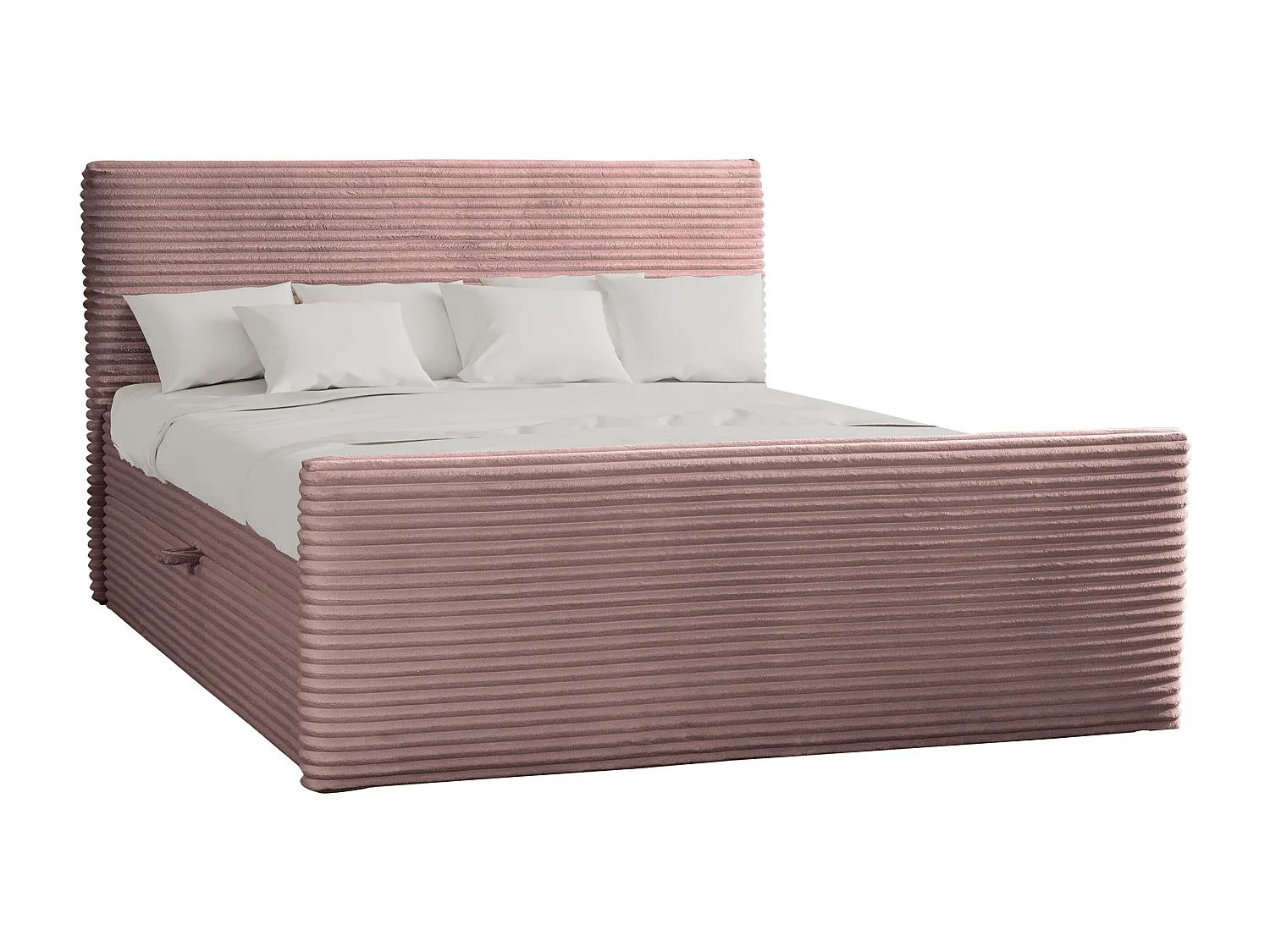 Lit à sommier tapissier avec sommier et surmatelas TRENTO en tissu peluche 120x200 cm rose H3-Bonell