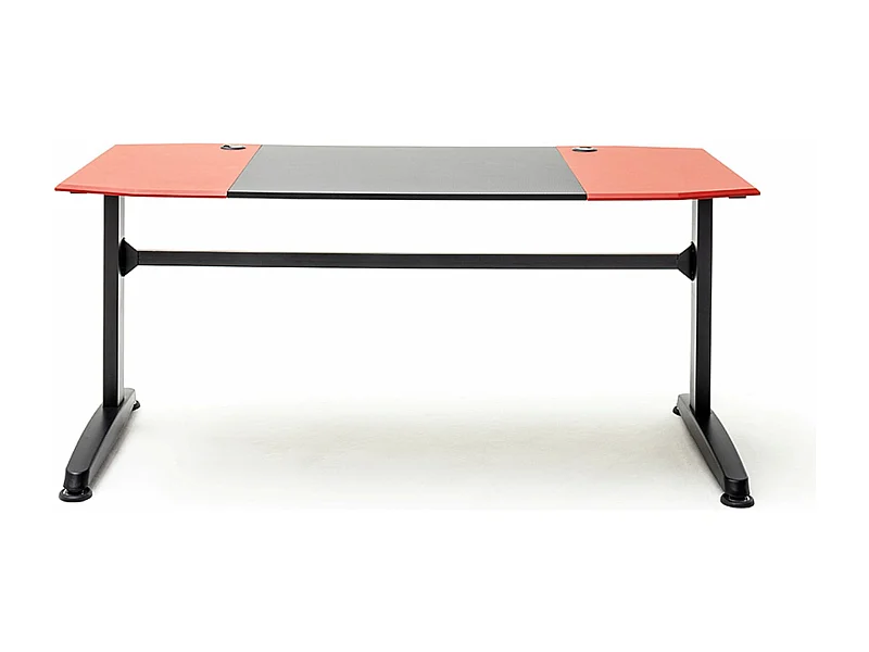 Table de bureau gamer, table de jeu coloris noir, rouge - Longueur 160 x Hauteur 72 x Profondeur 70 cm
