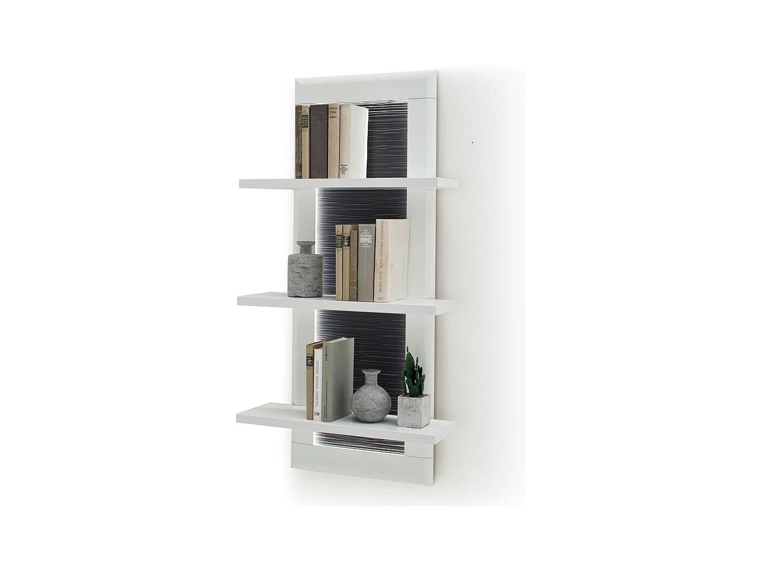 Etagère murale en bois coloris blanc mat / anthracite - L.60 x H.118 x P.22 cm
