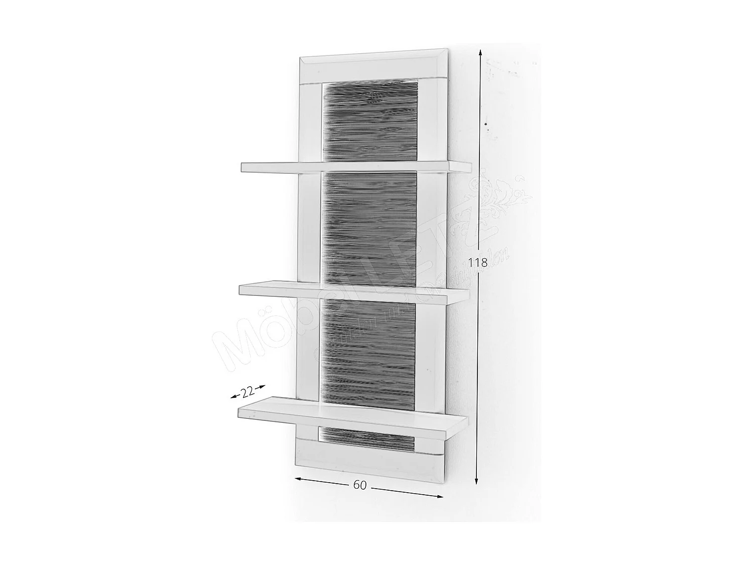 Etagère murale en bois coloris blanc mat / anthracite - L.60 x H.118 x P.22 cm
