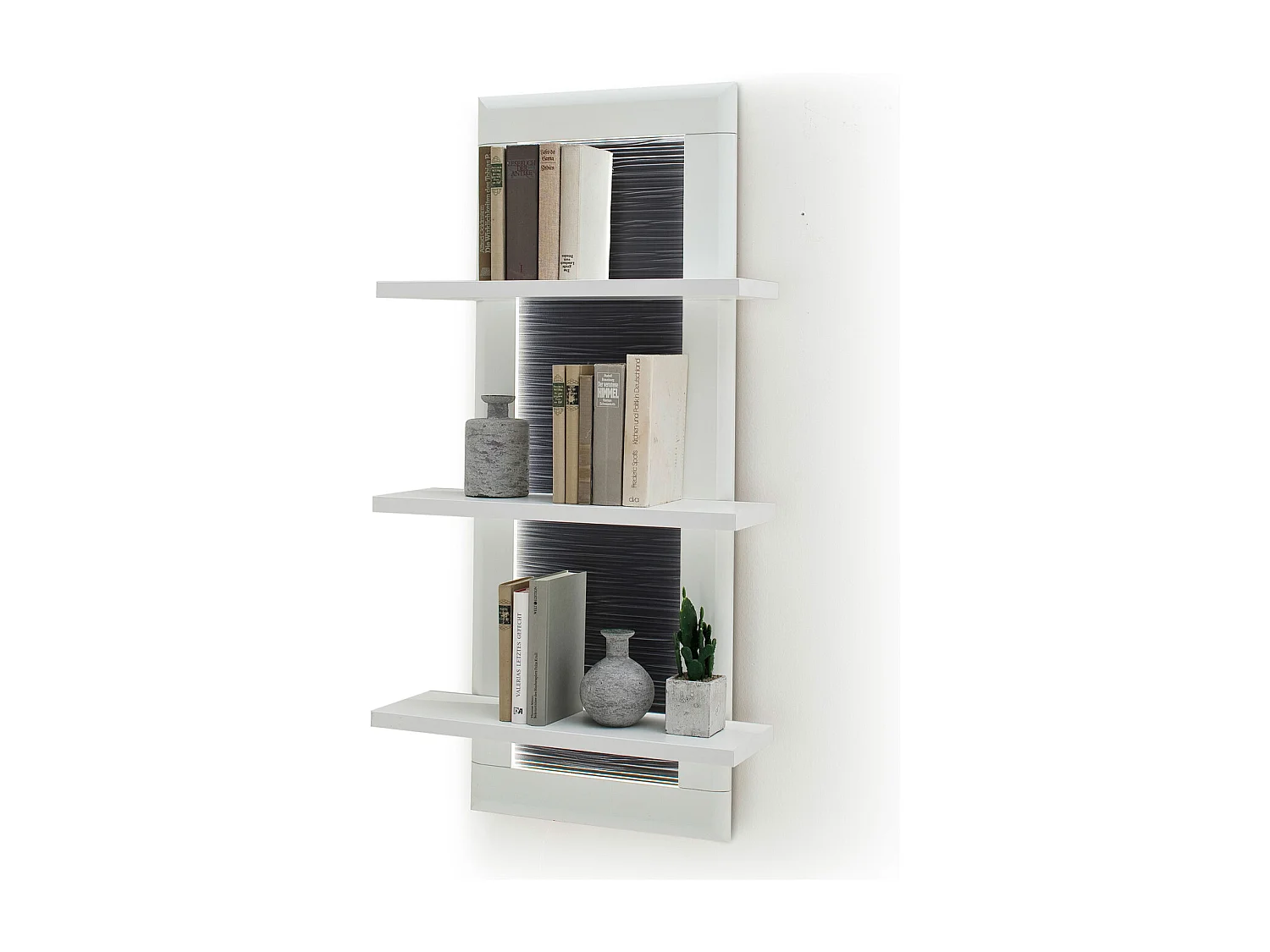 Etagère murale en bois coloris blanc mat / anthracite - L.60 x H.118 x P.22 cm