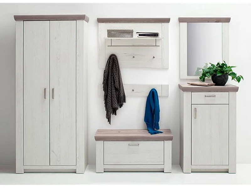 Ensemble séjour 6 élèments en bois coloris blanc/chêne Nelson