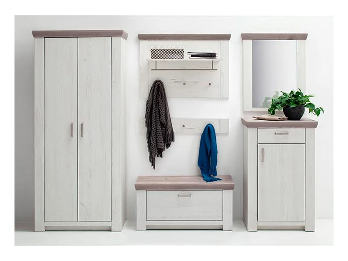 Ensemble séjour 6 élèments en bois coloris blanc/chêne Nelson