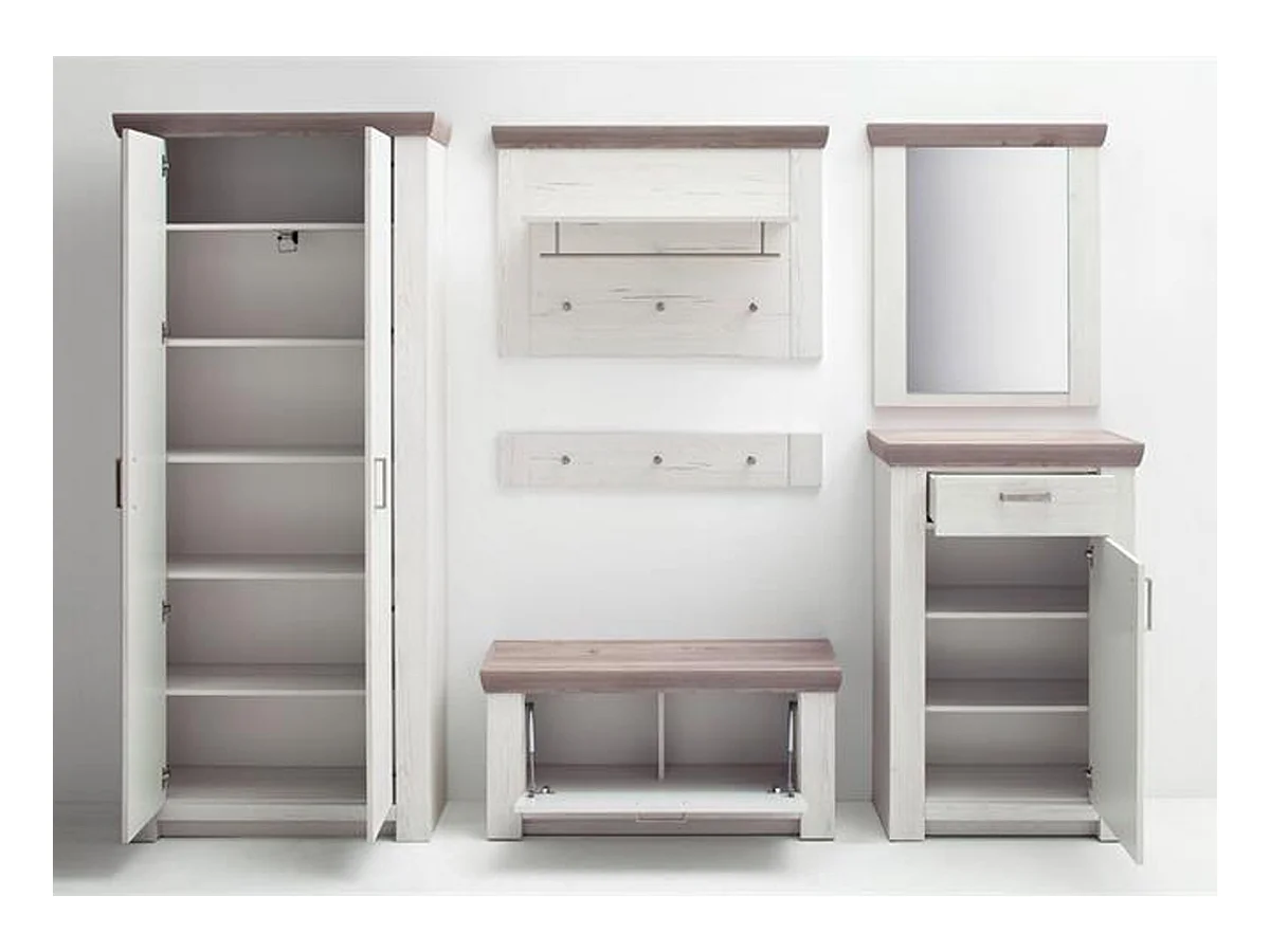 Ensemble séjour 6 élèments en bois coloris blanc/chêne Nelson