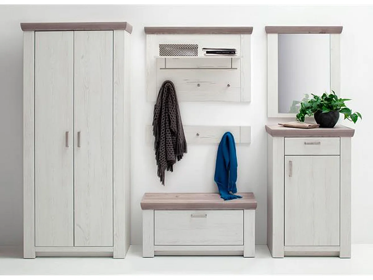 Ensemble séjour 6 élèments en bois coloris blanc/chêne Nelson