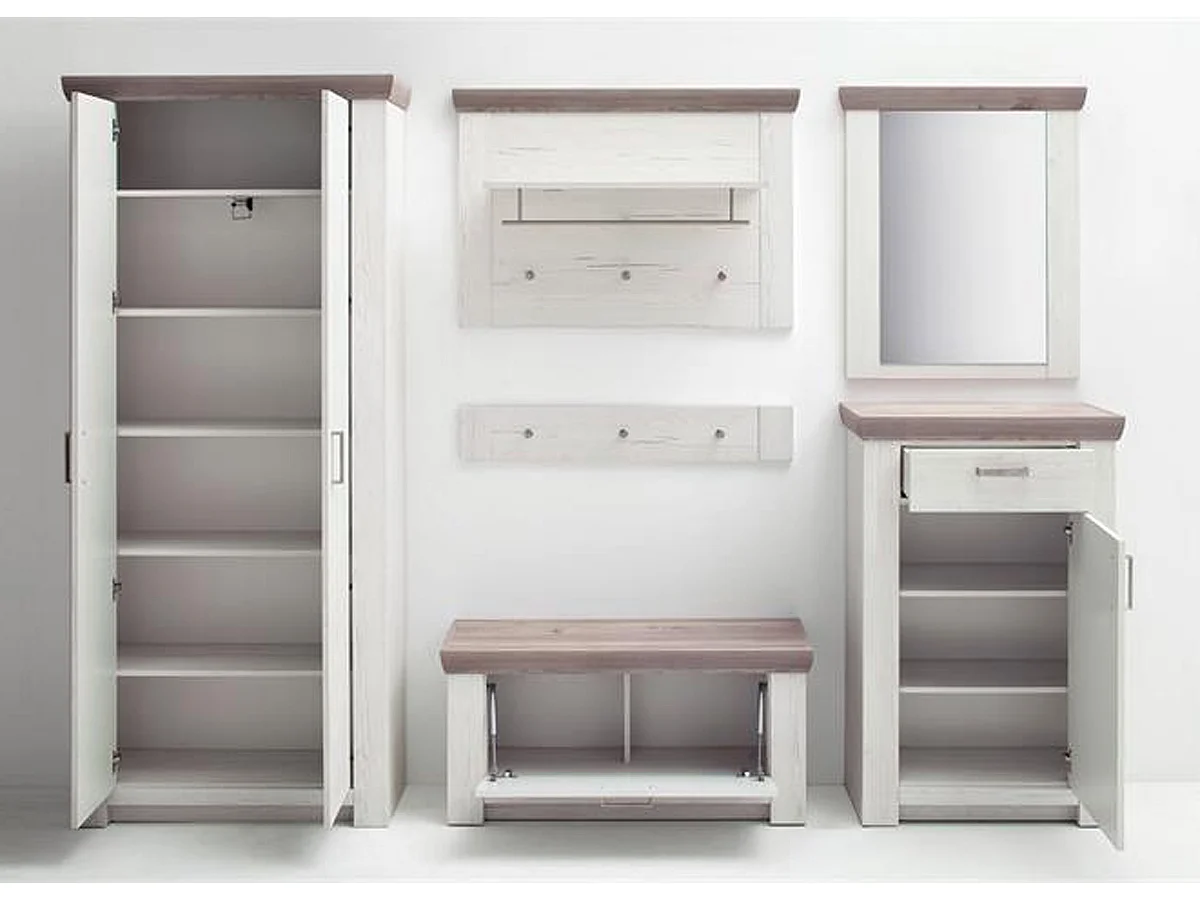 Ensemble séjour 6 élèments en bois coloris blanc/chêne Nelson