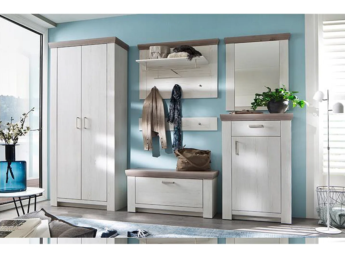 Ensemble séjour 6 élèments en bois coloris blanc/chêne Nelson