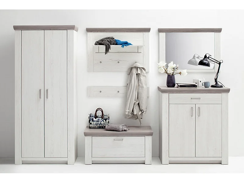 Ensemble d'entrée en pin blanc et chêne Nelson , 5 pièces