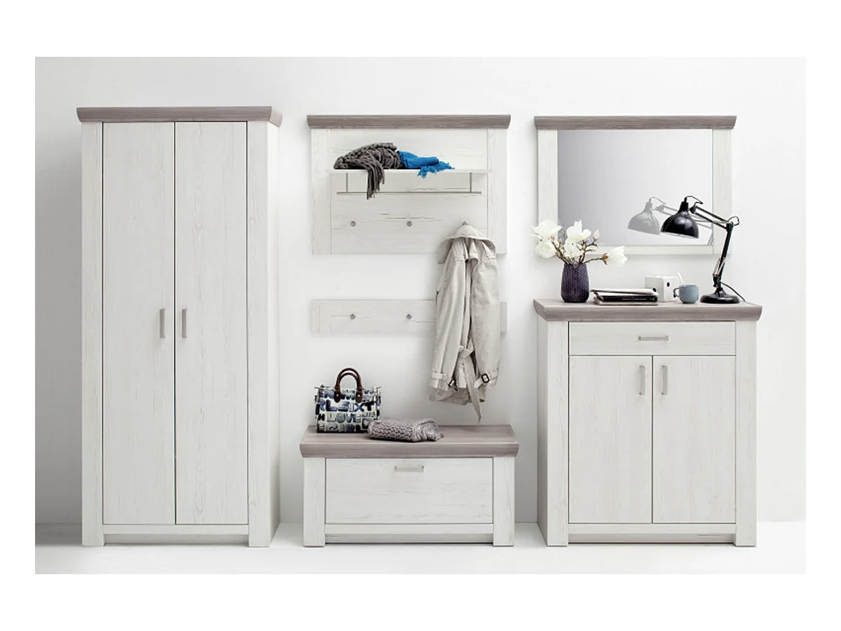 Ensemble d'entrée en pin blanc et chêne Nelson , 5 pièces