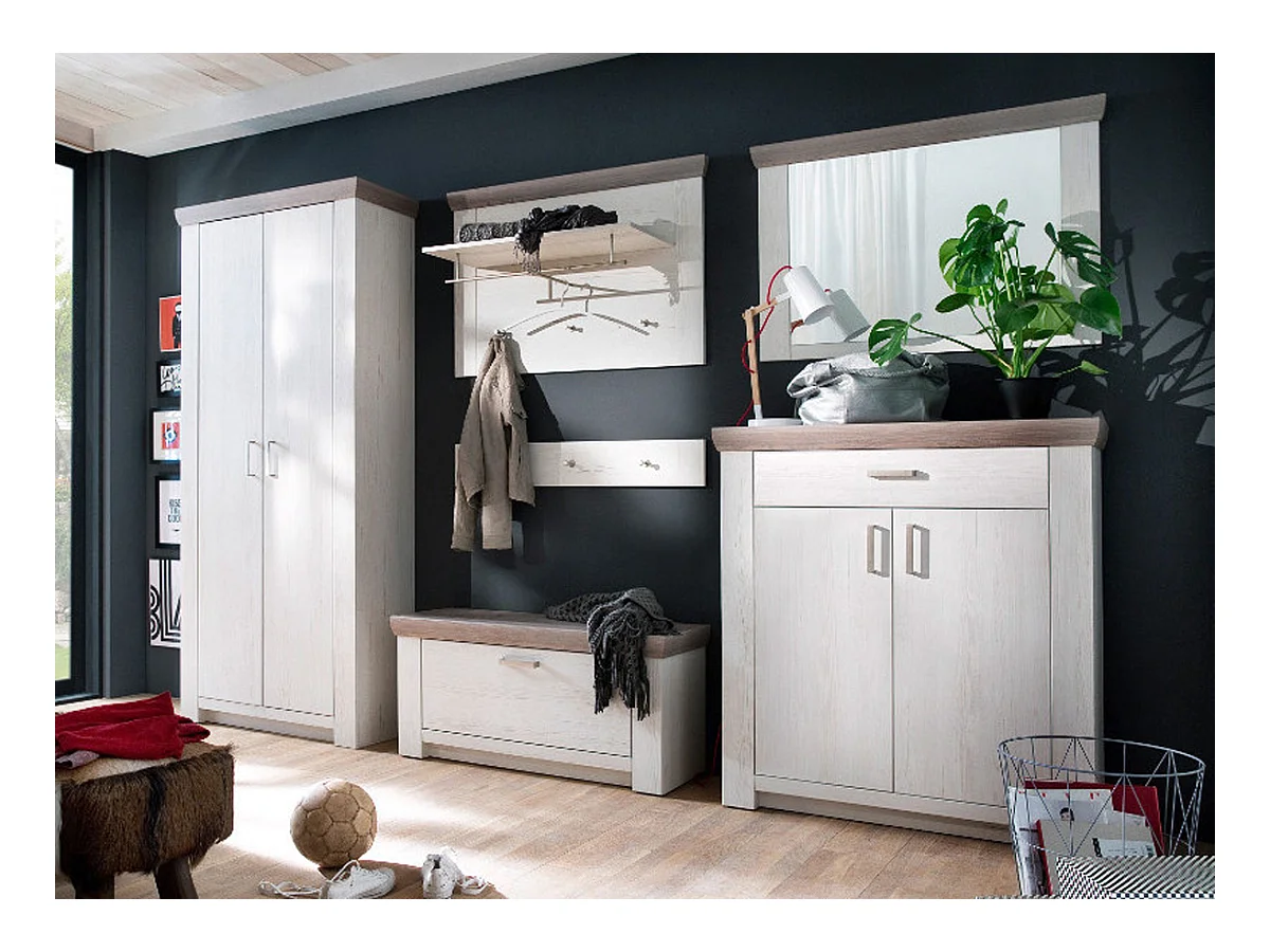Ensemble d'entrée en pin blanc et chêne Nelson , 5 pièces