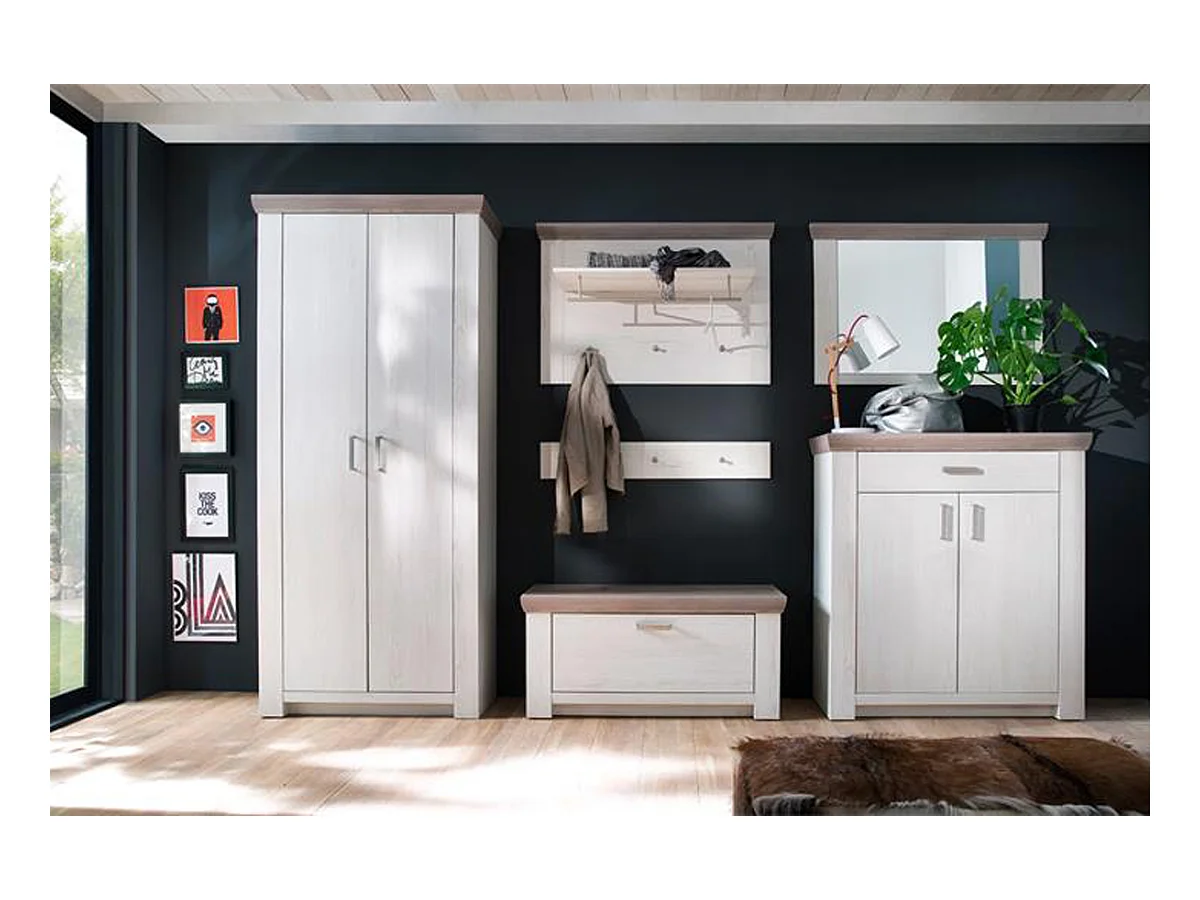 Ensemble d'entrée en pin blanc et chêne Nelson , 5 pièces