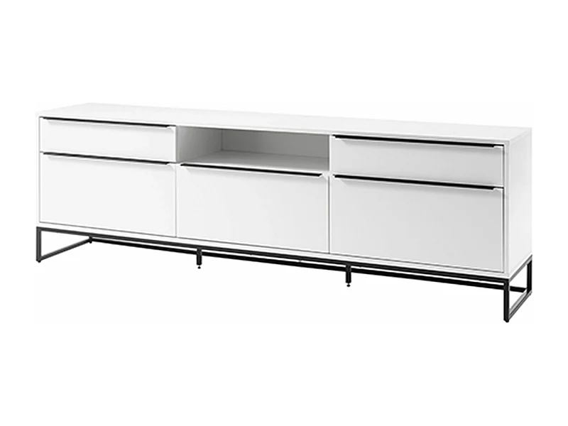 Meuble TV finition laquée blanc mat - Longueur 215 x Hauteur 69 x Profondeur 40 cm