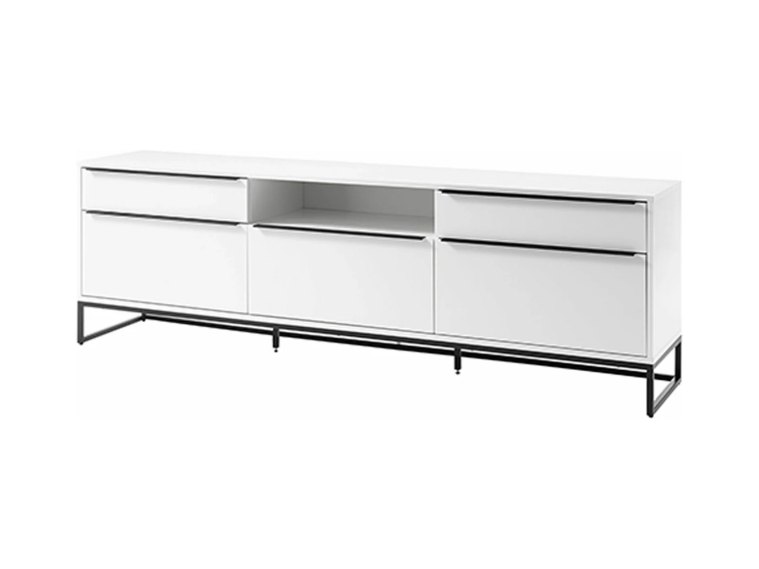 Meuble TV finition laquée blanc mat - Longueur 215 x Hauteur 69 x Profondeur 40 cm