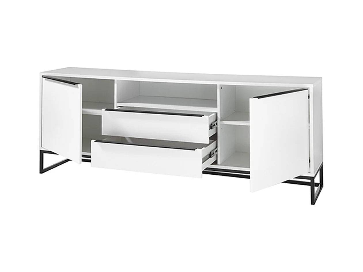 Meuble TV finition laquée blanc mat - Longueur 184 x Hauteur 69 x Profondeur 40 cm