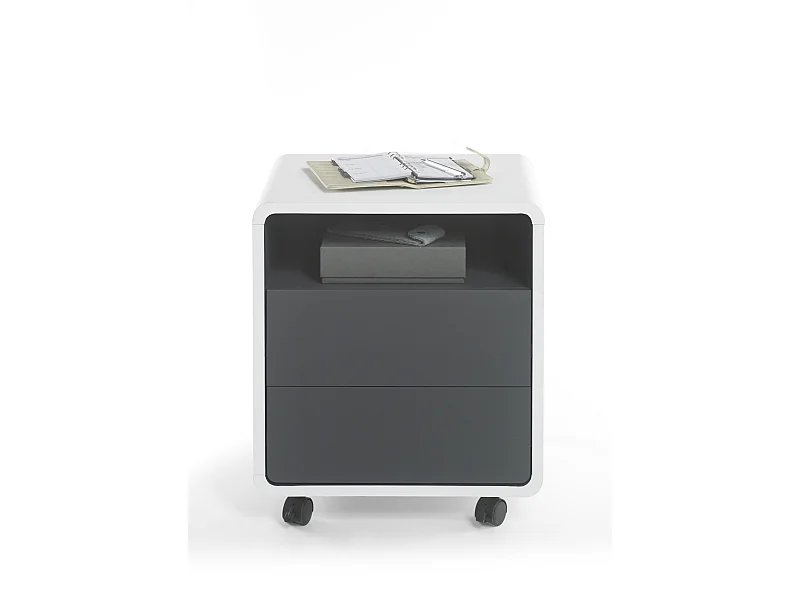 Caisson à tiroirs décor blanc et antracite - L47 x H55 x P38 cm