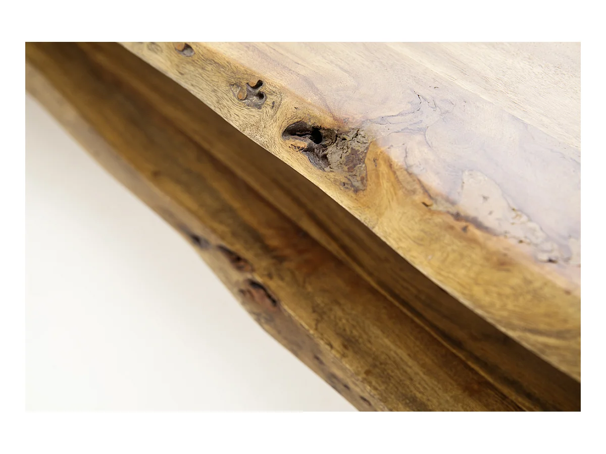 Meuble TV en bois d'acacia massif coloris nature - L145 x H45 x P40 cm