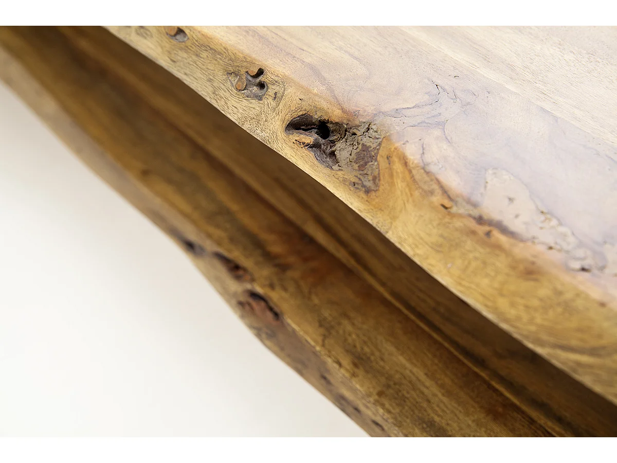 Meuble TV en bois d'acacia massif coloris nature - L145 x H45 x P40 cm