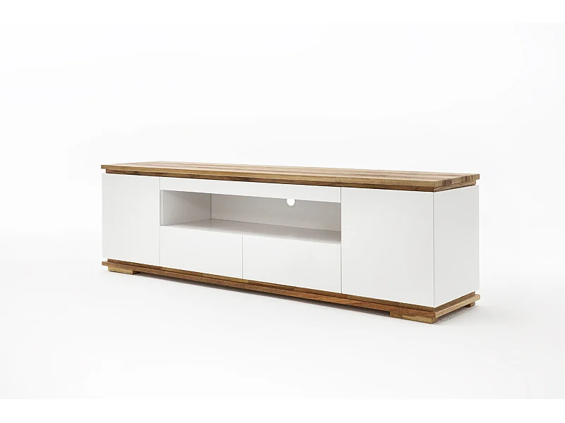 Meuble TV en laqué blanc mat - L202 x H54 x P40 cm