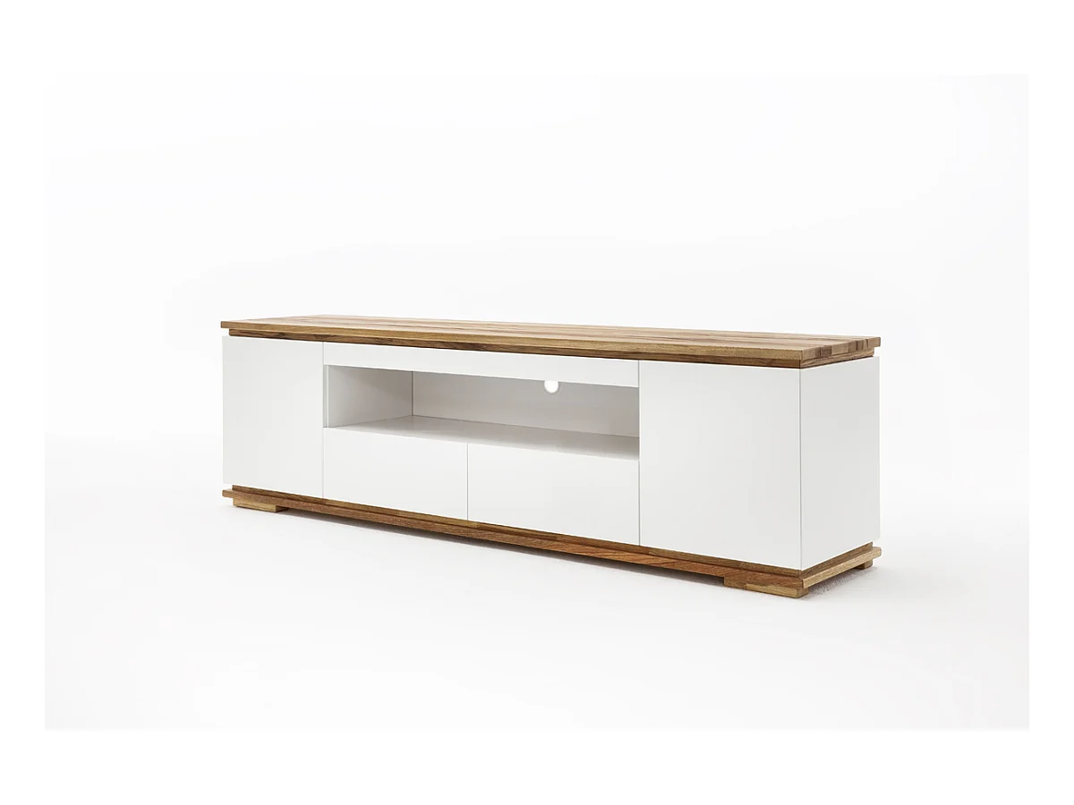 Meuble TV en laqué blanc mat - L202 x H54 x P40 cm