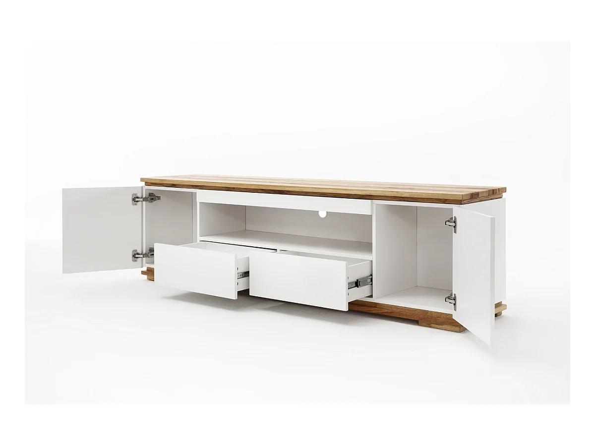 Meuble TV en laqué blanc mat - L202 x H54 x P40 cm