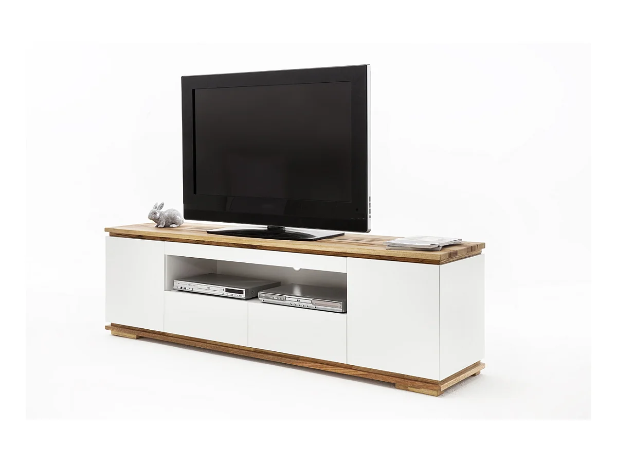 Meuble TV en laqué blanc mat - L202 x H54 x P40 cm
