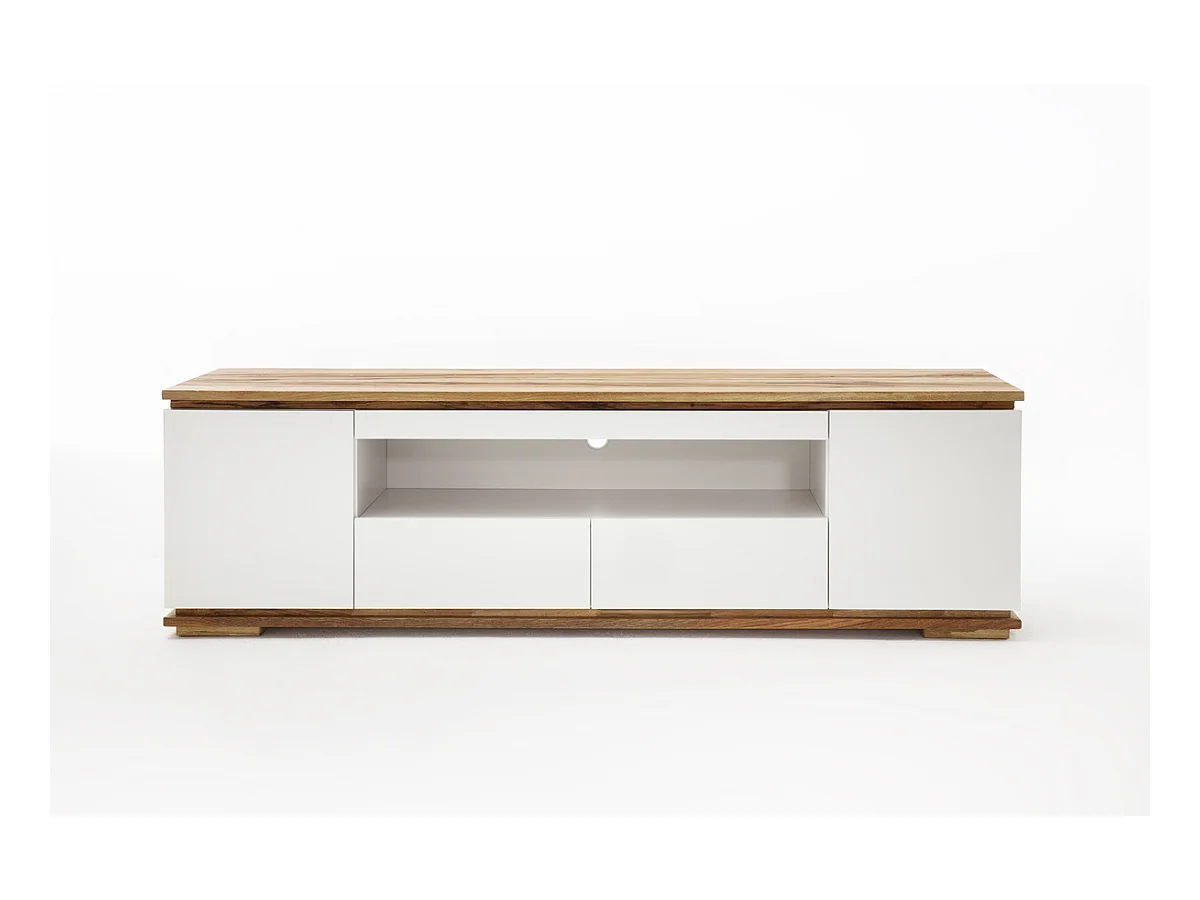 Meuble TV en laqué blanc mat - L202 x H54 x P40 cm