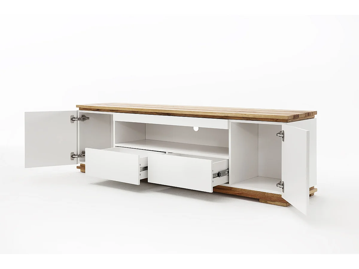 Meuble TV en laqué blanc mat - L202 x H54 x P40 cm