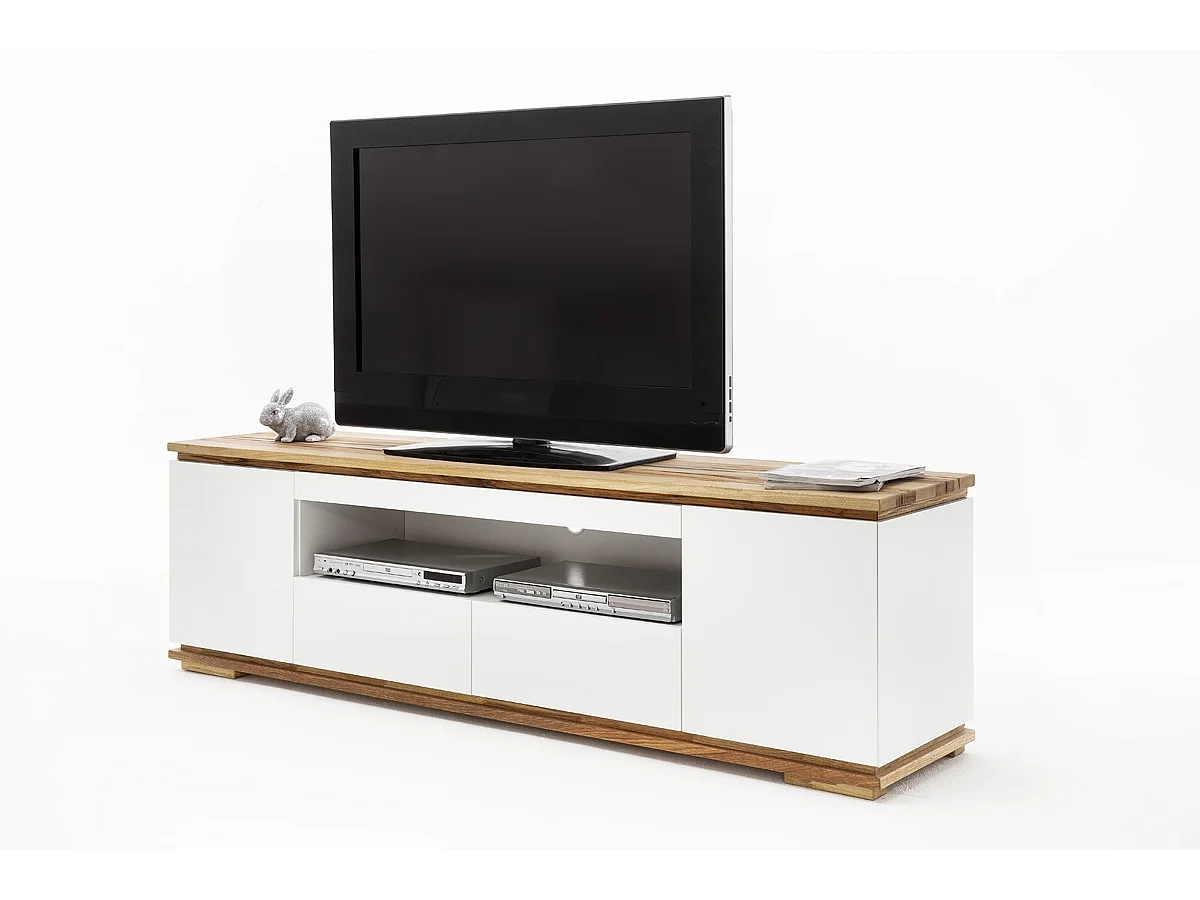 Meuble TV en laqué blanc mat - L202 x H54 x P40 cm