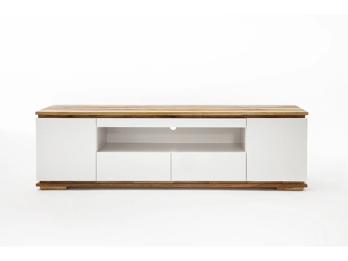 Meuble TV en laqué blanc mat - L202 x H54 x P40 cm