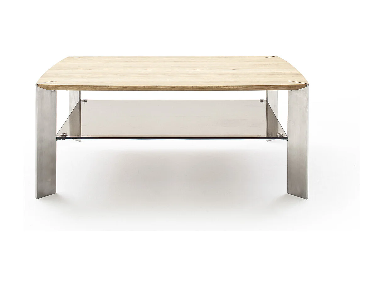 Table basse en chêne massif et verre - L120 x H41 x P70 cm