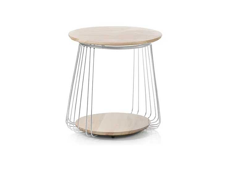 Table basse en chêne massif huilé avec piètement chromé - L50 x H51 x P50 cm