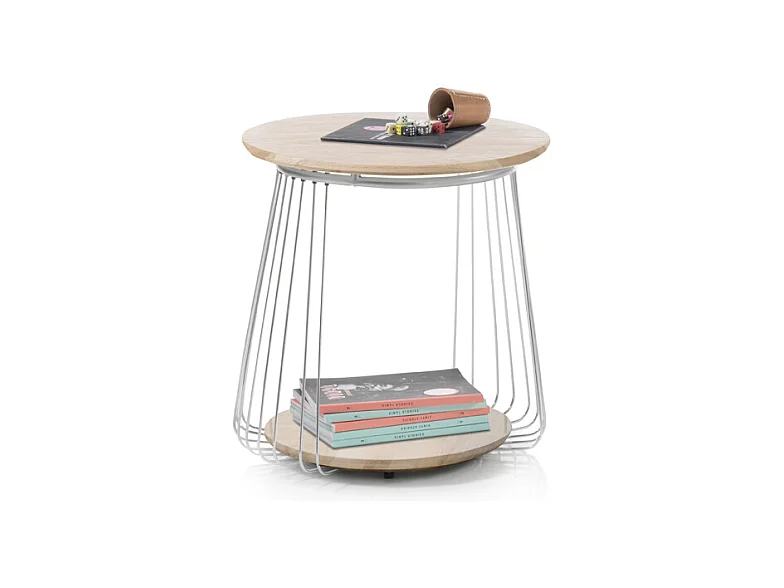 Table basse en chêne massif huilé avec piètement chromé - L50 x H51 x P50 cm