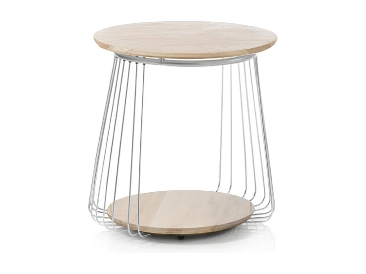 Table basse en chêne massif huilé avec piètement chromé - L50 x H51 x P50 cm