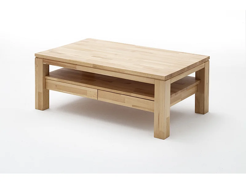 Table basse avec 2 tiroirs en bois de hêtre huilé - L115 x H45 x P70 cm