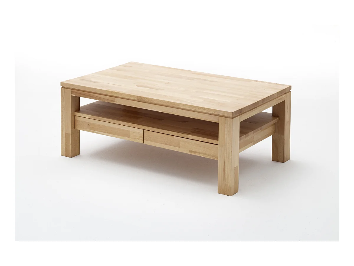 Table basse avec 2 tiroirs en bois de hêtre huilé - L115 x H45 x P70 cm