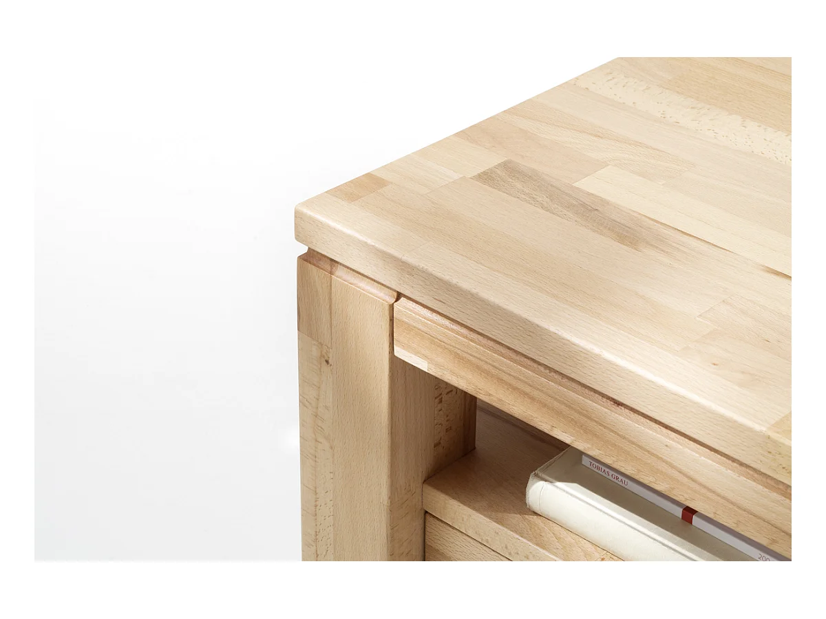 Table basse avec 2 tiroirs en bois de hêtre huilé - L115 x H45 x P70 cm