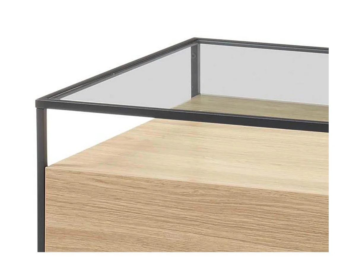 Table basse avec rangements en bois et métal - L.120 x H.40 x P.60 cm