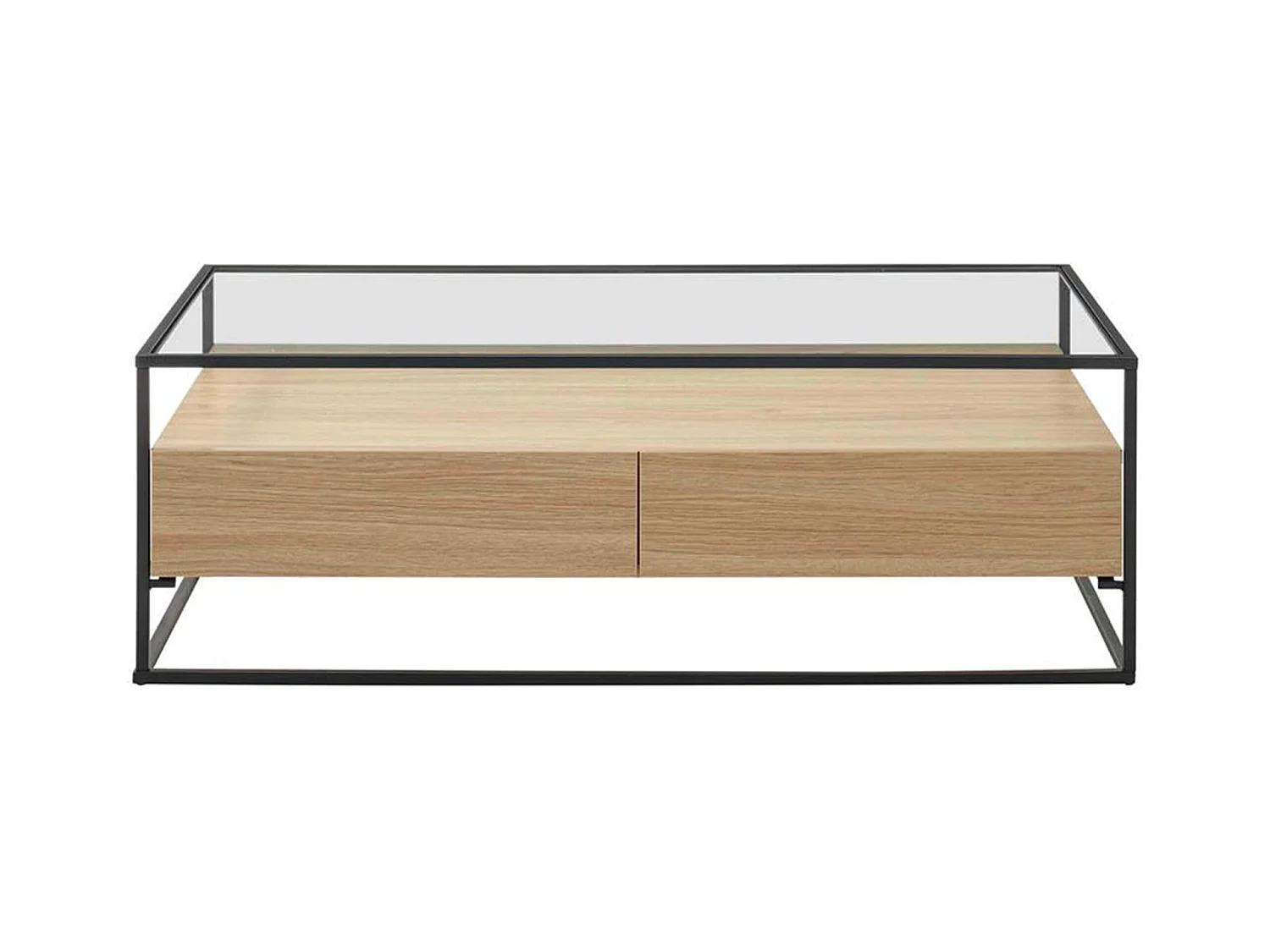 Table basse avec rangements en bois et métal - L.120 x H.40 x P.60 cm